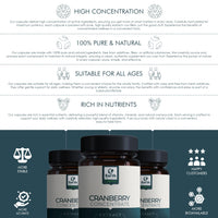 Earth BOTANIC Organic Cranberry Capsules High Strength | 120 Concentrated Pills Cranberry Extract Complex with Vitamin C Supplements