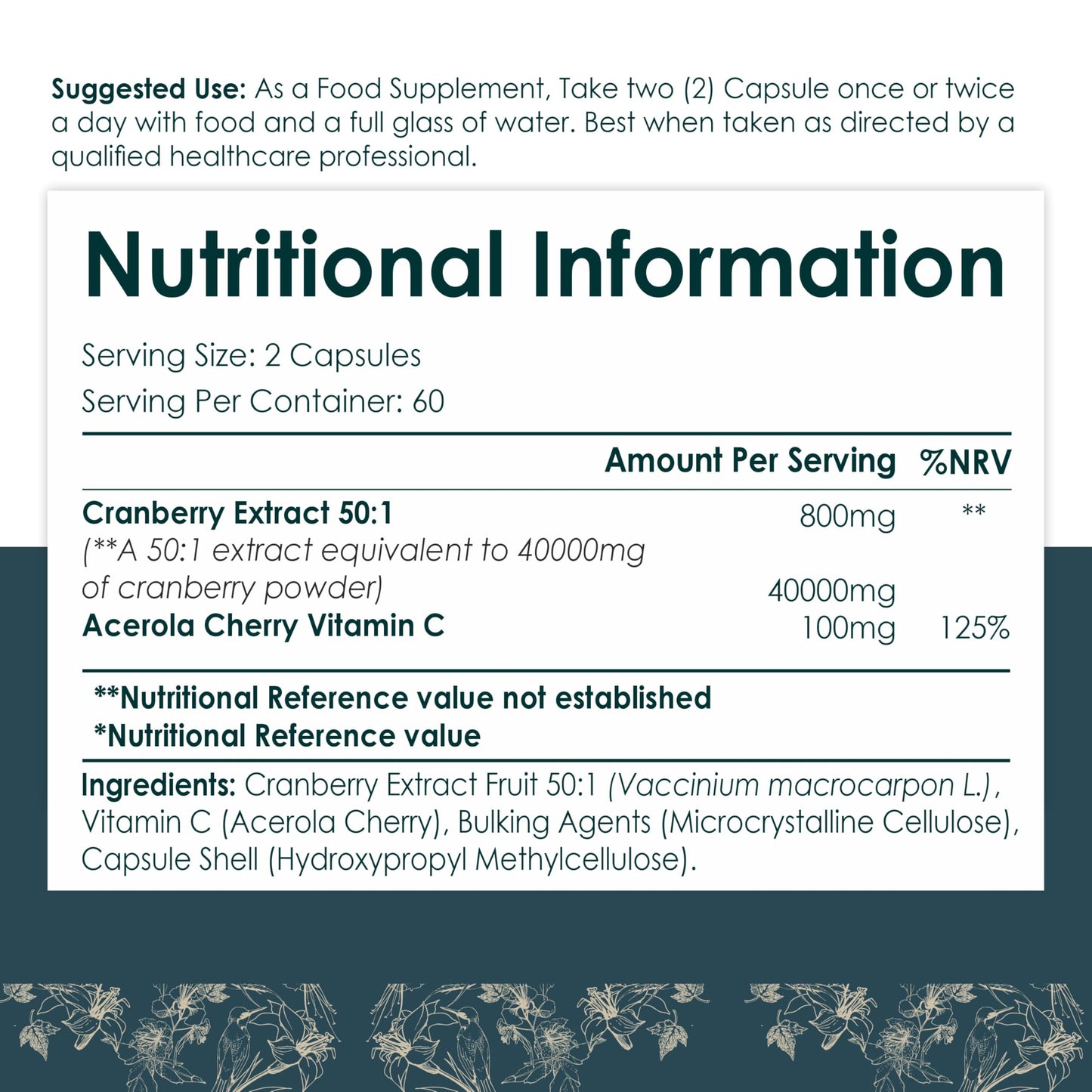 Earth BOTANIC Organic Cranberry Capsules High Strength | 120 Concentrated Pills Cranberry Extract Complex with Vitamin C Supplements