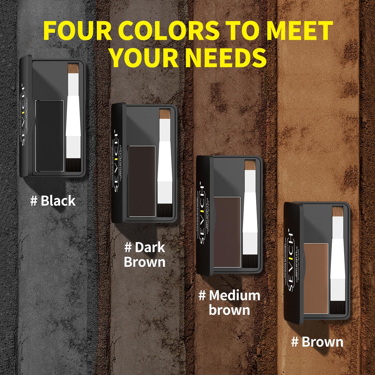 SEVICH Root Touch up, Hairline Powder with Brush, Instantly Conceals Hair Loss, Thinning Gray Hair Shadow Toppers for Women & Men, 48H Makeup Lasting, 8g Large Capacity Black