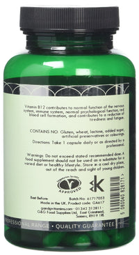 Vitamin B12 Capsules | 1000µg Vitamin B12 per Capsule | 120 Vegan Capsules | Methylcobalamin B12 | G&G Vitamins