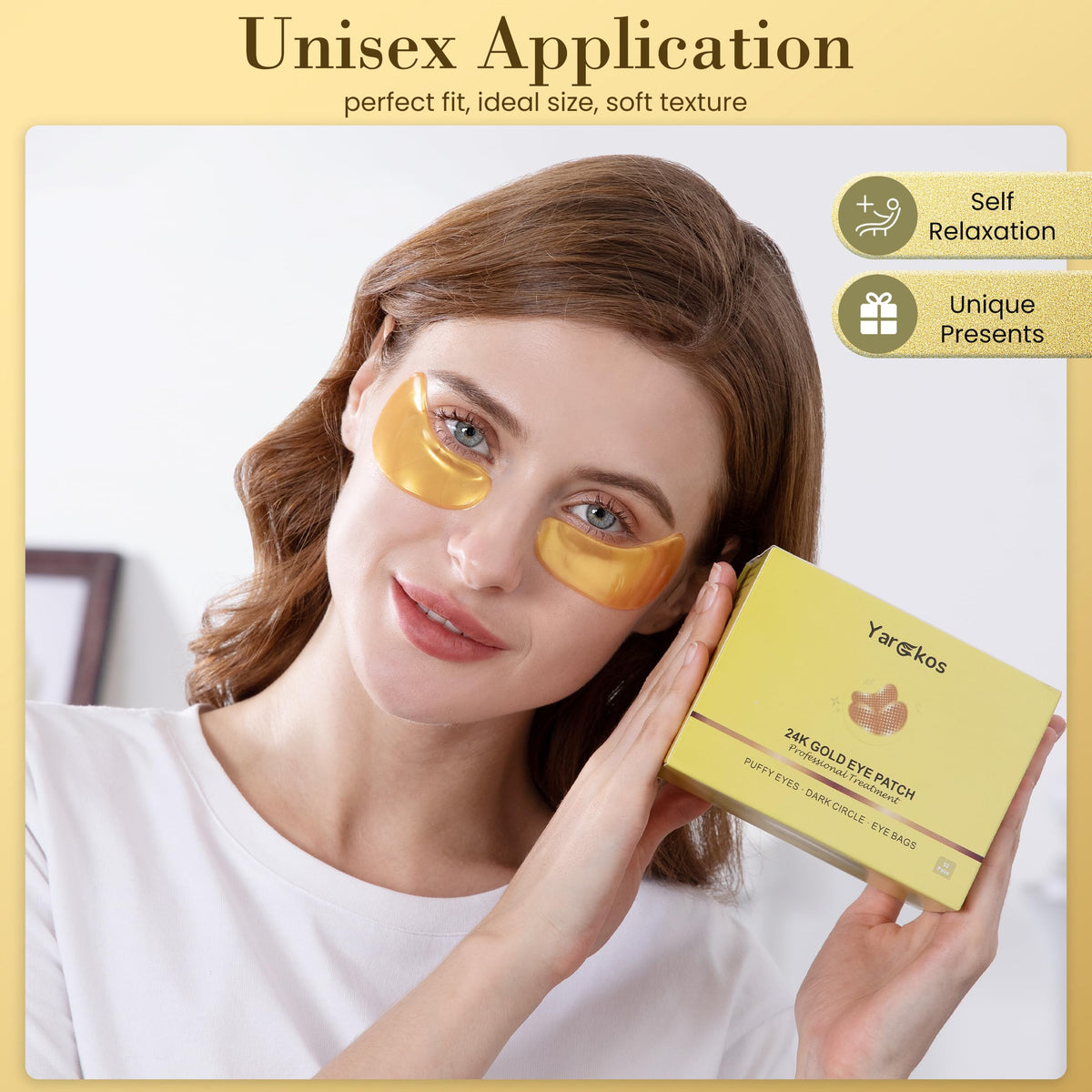 MIFANYO 32 Pairs 24K Gold Under Eye Patches, Golden Eye Masks, Hydrating Undereye Pads for Dark Circles Anti Wrinkles Puffy Eyes, Puffiness Eye Bags Eyes Gel Pads, Women Men Travel Skincare Set