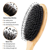 Bsisme Boar Bristles Hair Brush,Detangling Hairbrushes for Long Short Curly Straight Fine Hair,Women Men Boys Girls Hairbrush (Oval)