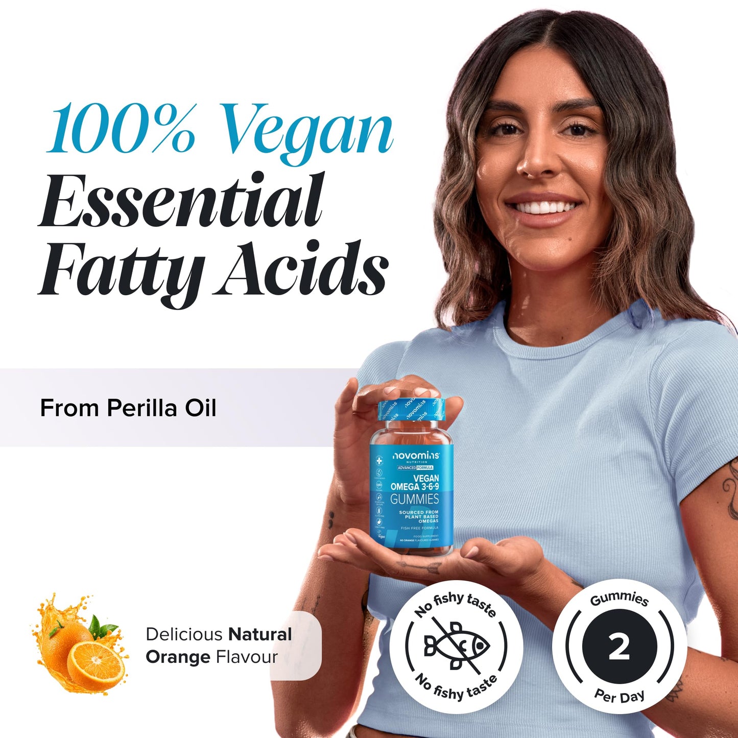 novomins Omega 3 6 9 Gummies |60 Vegan Omega 3 | Heart, Brain & Eyes | Novomins