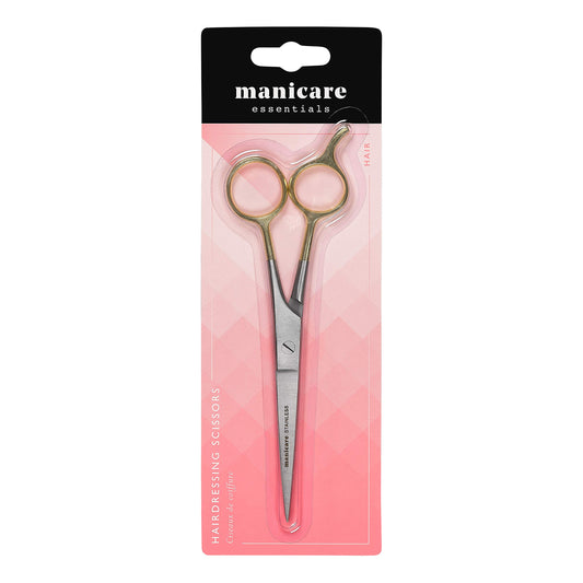 Manicare Hairdressing Scissors, Professional Japanese Stainless Steel, Barber Hair Scissor, Cutting Shears, For At Home Or Salon, Gold Plated Handles With Finger Rest, Use For Trimming Wet Or Dry Hair