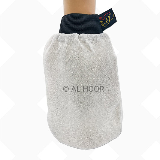 Al Hoor GENUINE Moroccan Kessa Body Exfoliating Mitt Glove - Premium Quality Exfoliating Mitt For Dead Skin And Fake Tan Removal (WHITE)