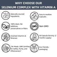 Mad Diet Organic Selenium Complex with Vitamin A – Brain & Metabolic Health – Yeast Free, Antioxidants for Immune Health, Non-GMO & Gluten-Free, Selenium 200 mcg for Men & Women (60 Capsules)