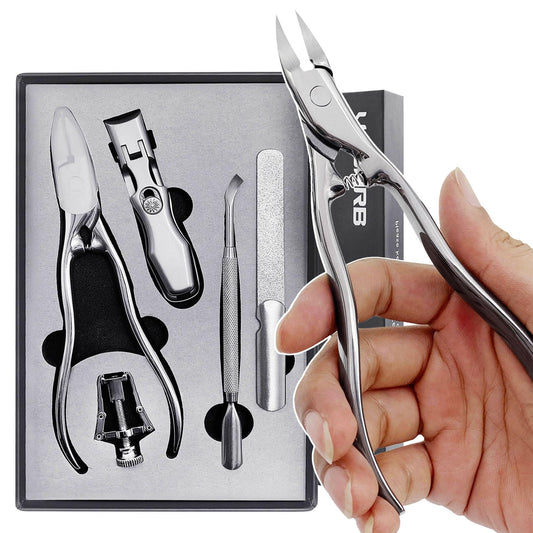 VOGARB Long Handled Toenail Clippers for Thick Nails, Heavy Duty Large Toe Nail Clippers Set for Seniors, Men, Adult, Podiatrist, 5pcs Set