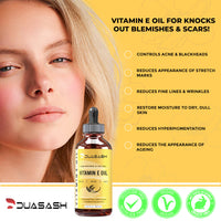 DUASASH Duasash Vitamin E Oil for Skin & Face Naturally Sourced Plant-Based Organic 100% Pure Vitamin E Oil for Hair Growth d-Alpha-tocopherol Body Oil for Women & Men, Moisturizes Skin, Hair, Nails 60ml