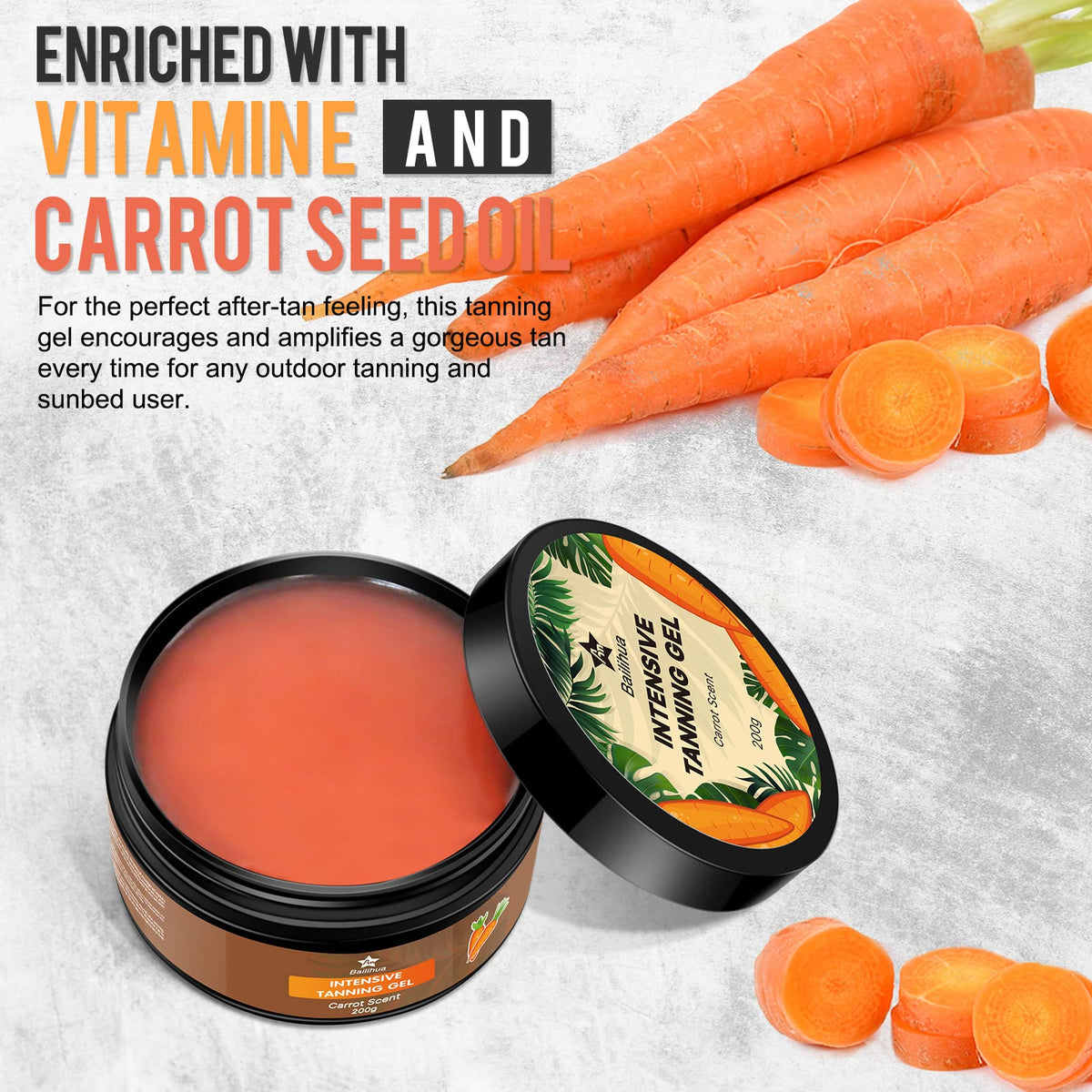 AN BAILIHUA Tanning Accelerator Gel Cream for Sun with Carrot and Coconut Oils