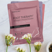 BEAUTYPRO FOOT THERAPY Foot Mask with Collagen, Salicylic Acid & Argan Oil | Packed Full of Natural Ingredients | Intensely Moisturising | Bootie with Removable Toe Tip |