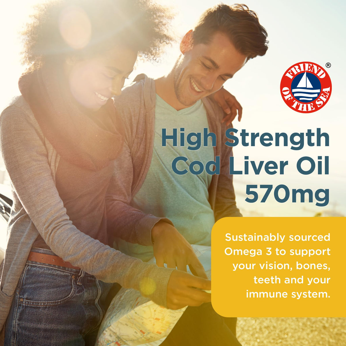 Healthspan Cod Liver Oil 570mg | Support Your Brain, Heart, Eyes & Bones | 150mg Omega 3 Fatty acids per Capsule (360 Capsules)