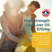 Healthspan Cod Liver Oil 570mg | Support Your Brain, Heart, Eyes & Bones | 150mg Omega 3 Fatty acids per Capsule (360 Capsules)
