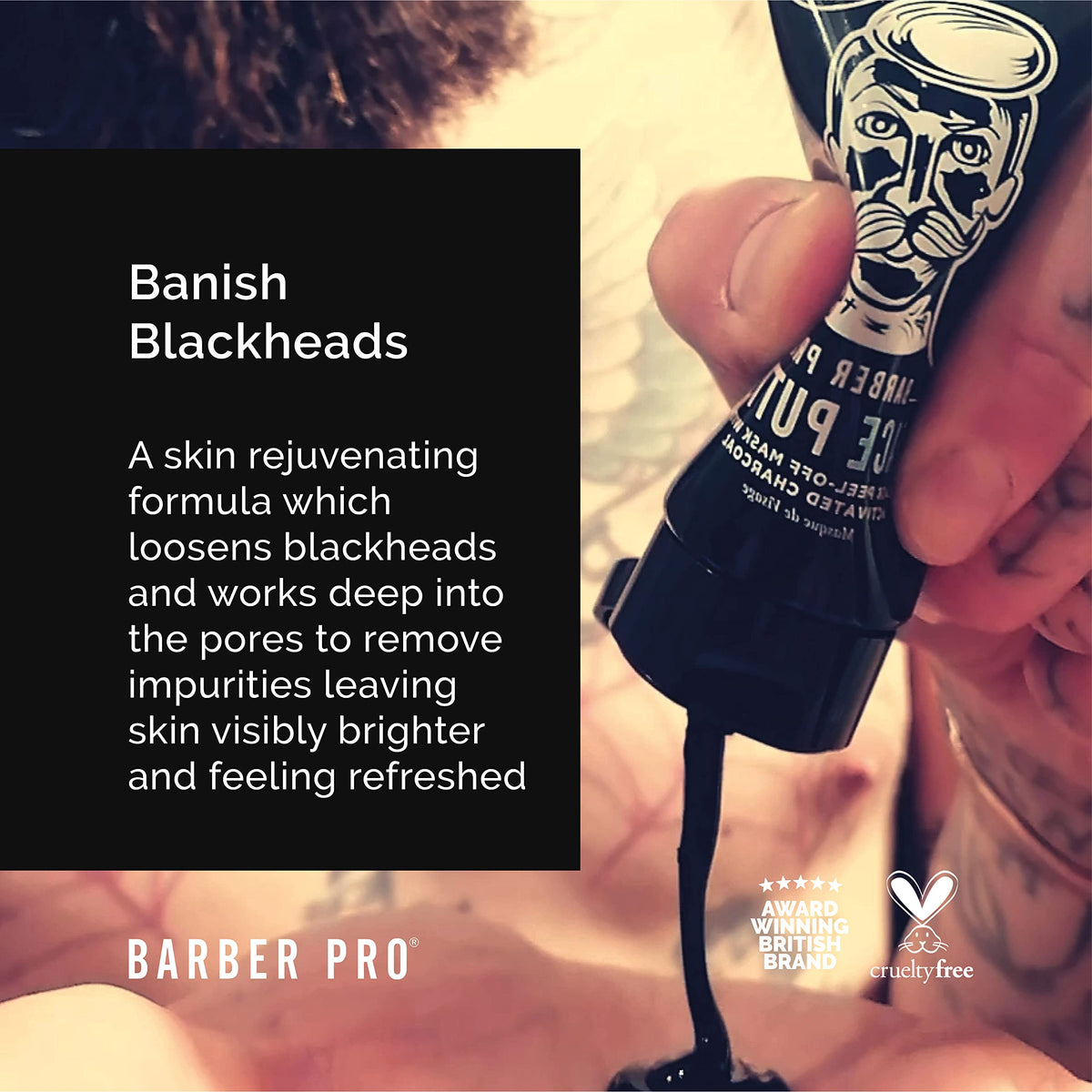 BARBER PRO Face Putty Peel Off Mask with Activated Charcoal | Detoxifying, Cleansing, & Brightening | Peel Off Face Masks | Mens Skincare |