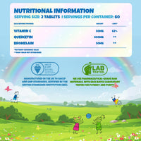 Health4All Kids Quercetin with Bromelain and Vitamin C, 60 Chewable Tablets, Vegan Natural Antihistamine Supplement, Inflammation Support, Sugar-Free Orange Flavour | Made in UK