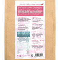 Spring Blossom 300g Organic Acerola Cherry Powder Freeze-Dried 100% Natural Vitamin C Raw Extract Food Supplement Immune System Booster Vegan Gluten-Free Superfood Ascorbic Acid Alternative No Additives Non-GMO