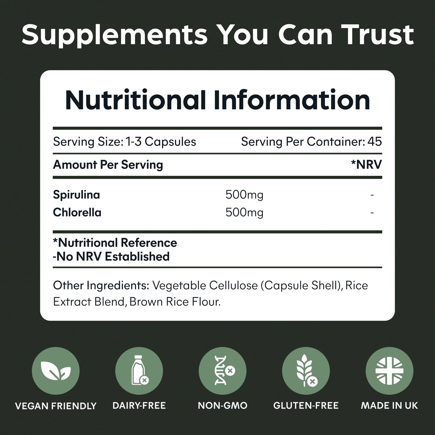 Purolabs Spirulina & Chlorella Capsules – High Strength Spirulina Tablets Alternative for Energy, Detox & Immunity – Clean Formula, Vegan, Non-GMO – 90 Capsules