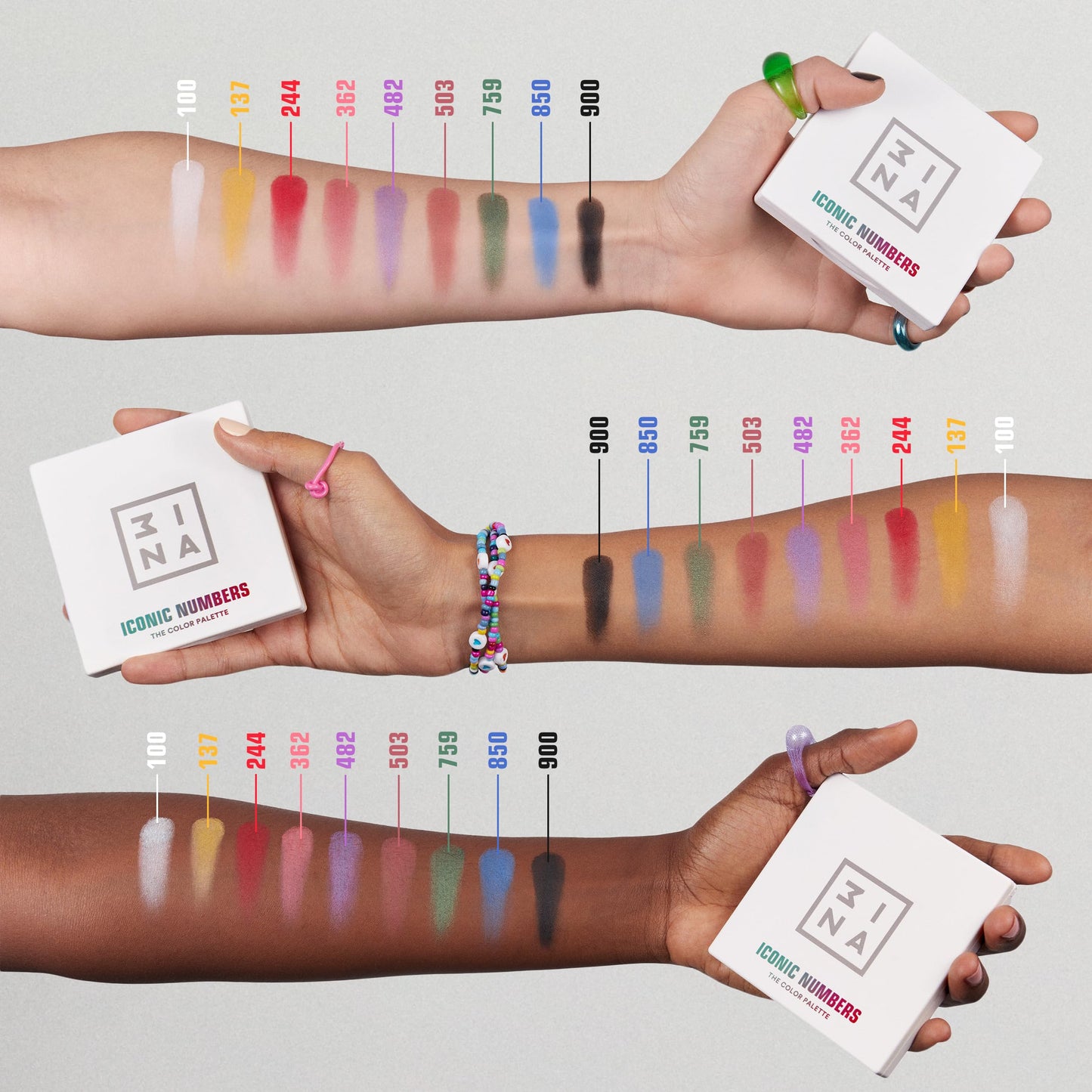 3INA MAKEUP - The Color Palette - Iconic Numbers - Multicolored Eyeshadow Palette with Buildable Longwearing Shades - Multicolour Eyeshadows with Satin Matte & Shimmer Finishes - Vegan - Cruelty Free