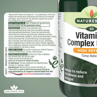 Natures Aid Vitamin B Complex 50 + C (High Potency) with Vitamin C - 30 Tablets