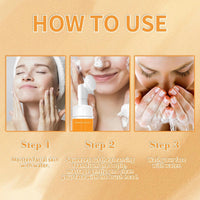 Wormeer Turmeric Face Wash with Brush - Foaming Cleanser for Women - Improves Blemishes, Zits, & Evens Skin Tone - Gentle Hydrating Facial Cleanser