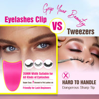 JIMIRE Eyelashes Applicator Lashes Tool Lashes Clips Tweezers for Beginners Easy to Apply False Eyelashes Daily Use Buddy Tool(Plum)