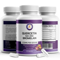 Keka Naturals Quercetin with Bromelain, NAC and Zinc - Powerful Quercetin Blend - 2230mg per Serving - Immune & Respiratory Support - Non-GMO, Gluten-Free, Vegan - 60 Veggie Caps, Anti-Aging