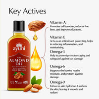 Ayumi Pure Sweet Almond Oil with Vitamin E | Hydrating Hair Oil for Dry Hair | AlmondOil for Skin Dryness | Anti-Ageing FaceOil | Body Oil for Dry Skincare | Beard Oil for Grooming | 2 x 150ml