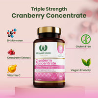 Premium Cranberry Concentrate 25,000mg with D-Mannose & Vitamin C |4 Month Supply x120 Tablets | Non-GMO, Gluten Free, Cranberries Fruit Extract Supplement for Women| UK Made by Royal Oak Health