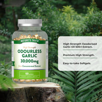 Odourless Garlic Capsules 30,000mg | High Strength Concentrated Garlic Oil Extract | 60 Softgels | Nature's Truth