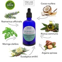 Fine Line Apothecary - Hair Growth Oil - 100% Natural - Castor, Argan, Moringa, Coconut, Rosemary, Eucalyptus. Pure Oils to Promote Hair Growth. Repairs, Nourishes Dry Damaged Hair. 100ml