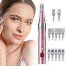 Microneedling Pen 9-Speeds,PELCAS Dermapen 0-2.5mm Adjustable with 12 Pcs Cartridges Type-C Rechargable Electric Derma Pen with LCD Screen for Anti-Aging Skin Care Wrinkle Stretch Marks Hair Loss