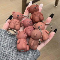 Grospe 2 in 1 Keychain Bear Lipsticks Velvet Matte Lipstick Long Lasting Waterproof Lip Gloss Cute 2 in 1 Key Chain Bear Lipstick Lip Mud Nice Gift for Girls Women - C(6 colors)