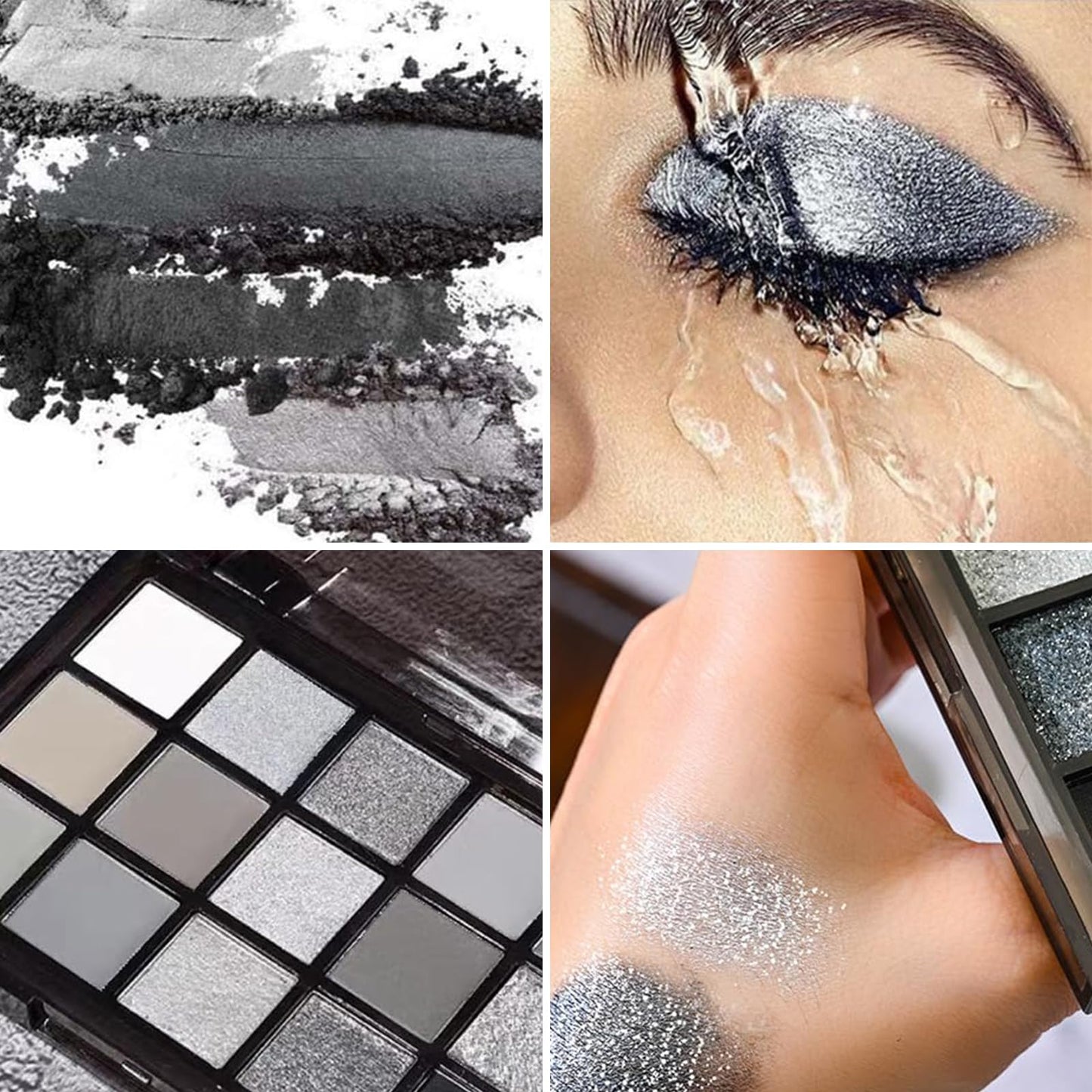 Belligern Smoky Eyeshadow Palette,15 Colors Grey Eyeshadow Palette Smokey Eyeshadow Palette Glitter & Matte Eye Shadow Pallets with 2 Pieces Brush for Daily and Gothic Halloween