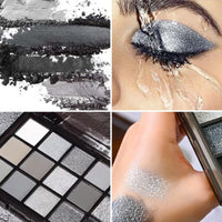 Belligern Smoky Eyeshadow Palette,15 Colors Grey Eyeshadow Palette Smokey Eyeshadow Palette Glitter & Matte Eye Shadow Pallets with 2 Pieces Brush for Daily and Gothic Halloween