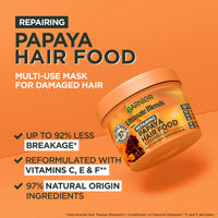 Garnier Hair Food 3-in-1 Hair Treatment Mask, Intensely Nourishes and Repairs Hair, For Damaged Hair, No Silicones, Vegan Formula, Papaya, Ultimate Blends, 400ml
