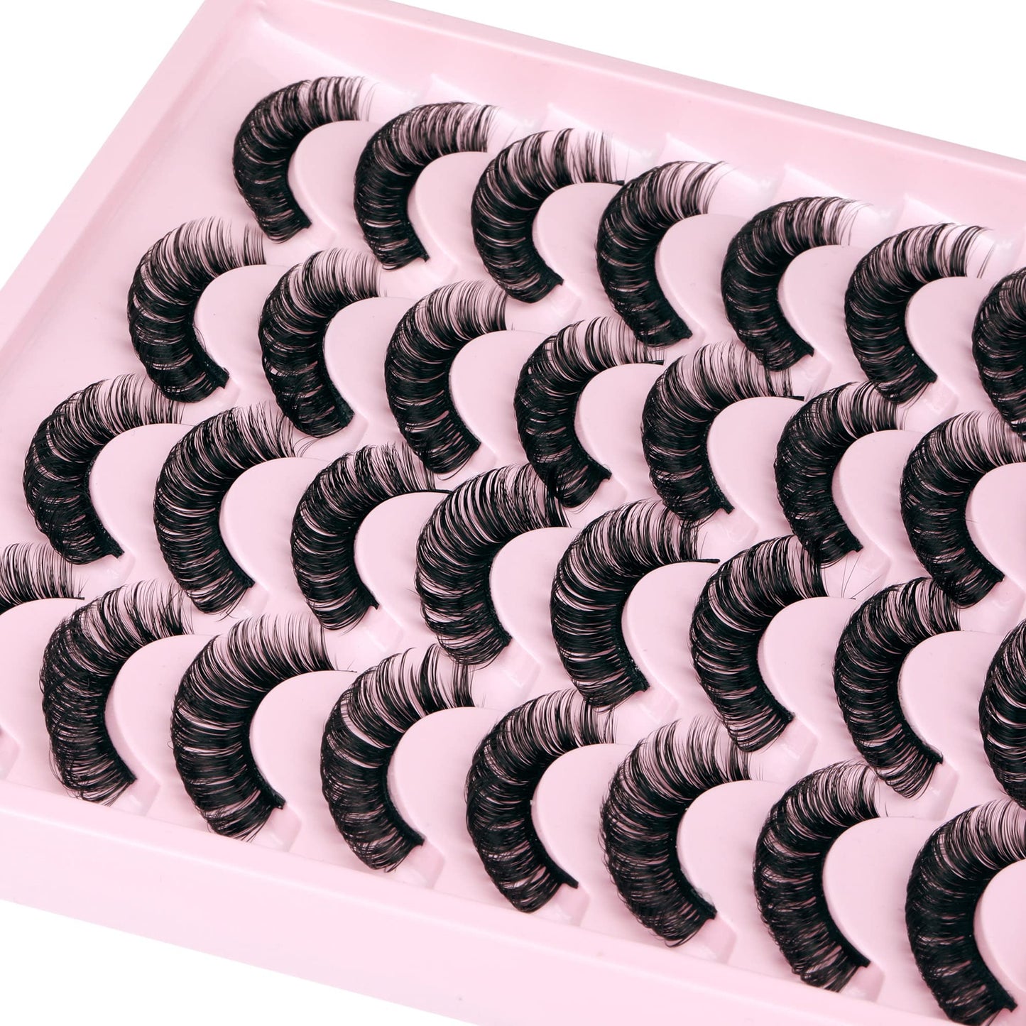 JIMIRE Russian Strip Volume Eyelashes DD Curl Fluffy False Eyelashes Look Like Lash Extensions Natural Lashes 16 Pairs Pack