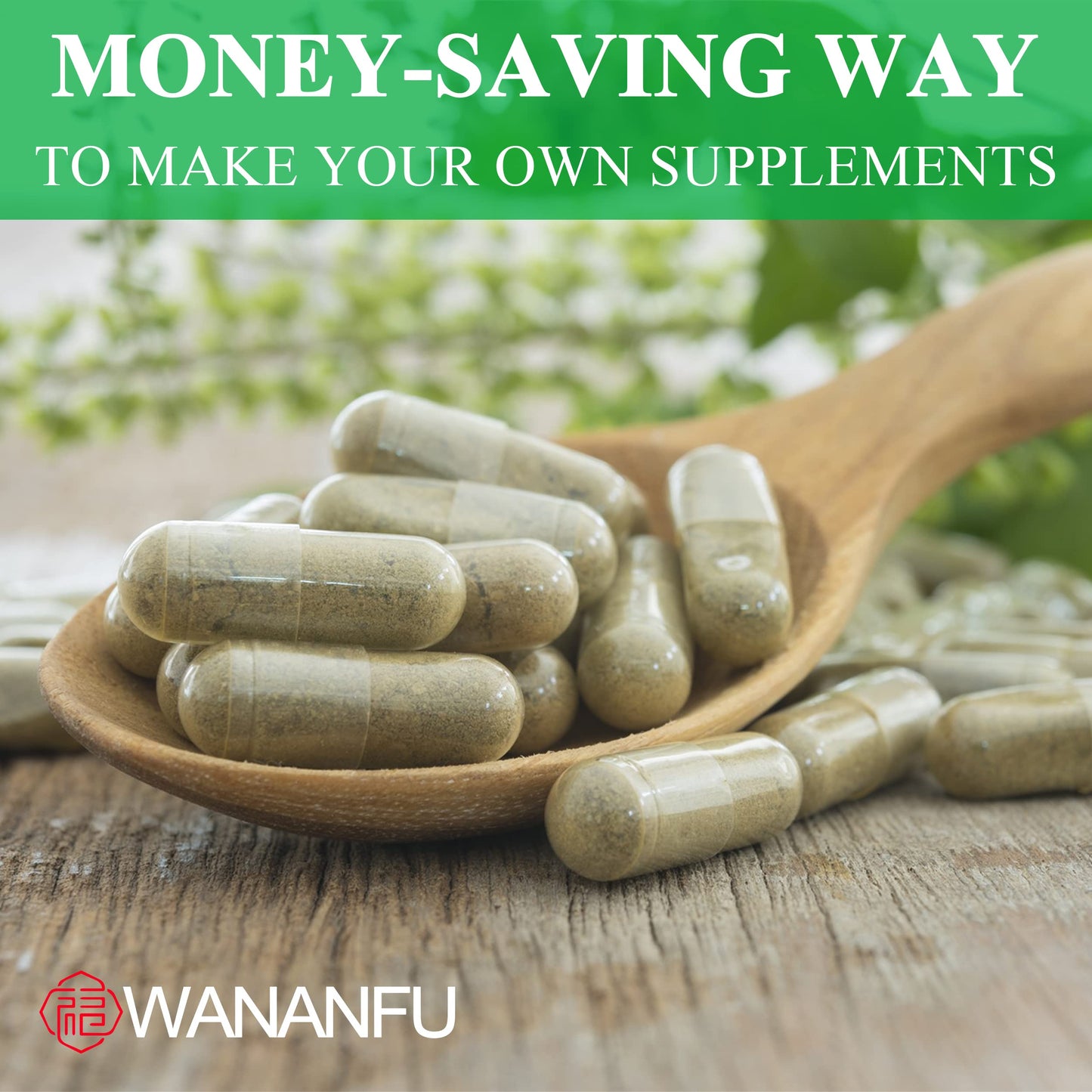 wananfu WANANFU Size 0 Empty Capsules Vegetarian (100 Count) Bundle with Micro Lab Spoon with Powder Tamper, Compatible with Capsule Filling Machine