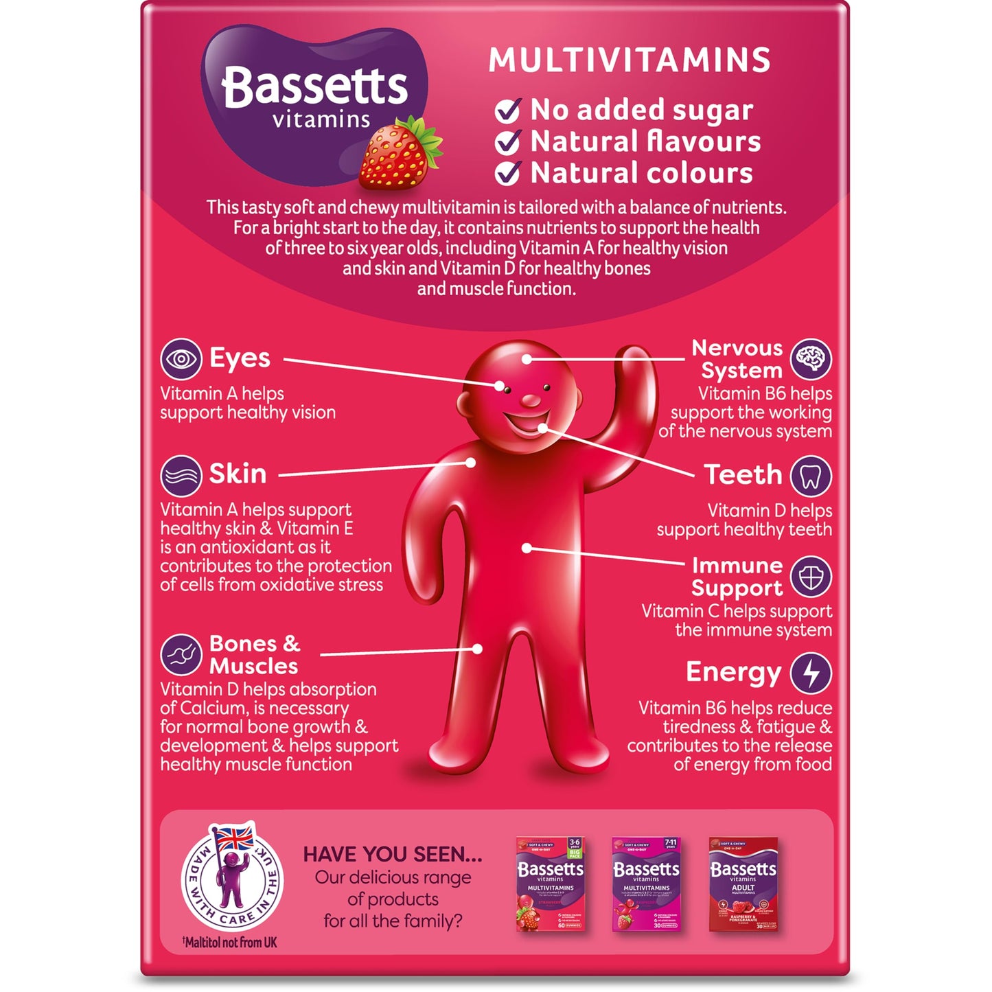 Bassetts Vitamins Multivitamins, Strawberry Flavour, 3-6 Years, 30 Pastilles