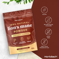 Lions Mane Powder 3000mg | High Strength Mushroom Supplement | 100g - Unflavoured | Suitable for Vegans & Vegetarians | by Horbaach