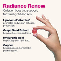 Nutriburst - Radiance Renew Gummies - Biotin (50µg) Hyaluronic Acid (100mg) + Vitamin C (80mg) - Support Natural Collagen Production, Healthy Hair, Nails & Bones - 60 Gummies 1 Month Supply