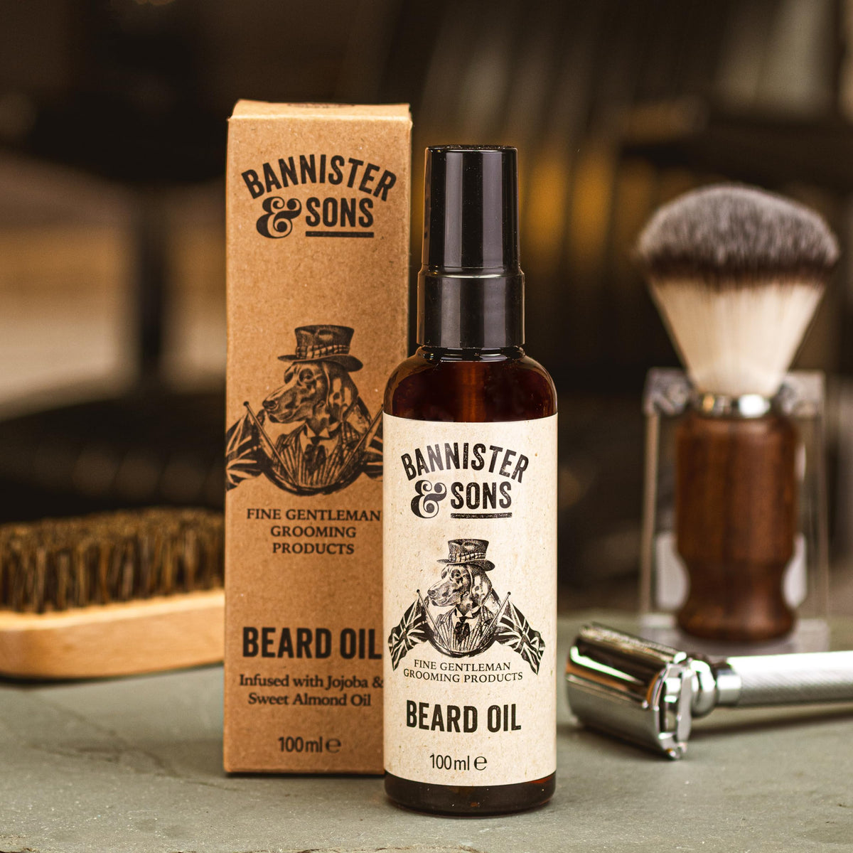 BANNISTER & SONS Fine Gentlemens Grooming Bannister & Sons Mild Spicy Citrus Beard Oil - Nourishes Skin with Sweet Almond and Jojoba