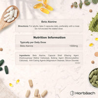 Horbäach Beta Alanine 1500mg | 120 Vegan Capsules | Premium Amino Acid Supplement for Men & Women | by Horbaach