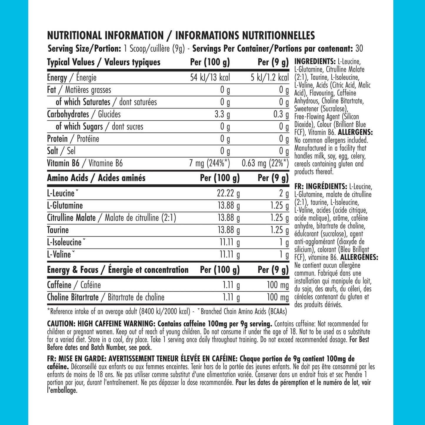 Applied Nutrition BodyFuel Amino's - Amino Acids Supplement, EAA Essential Amino Acids Powder, Muscle Fuel & Recovery (270g - 30 Servings) (Blue Raspberry)