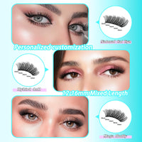 PURELEOR Cluster Lashes Kit DIY Individual Lash Clusters at Home False Eyelashes Fluffy Set Including Bond and Seal Tweezers Eyelash Extensions Mixed 12-16mm