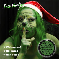 YBUETE Green Foundation Oil Based Face Paint, Professional Green Greasepaint for St. Patrick's Day, Halloween Face Body Paint for Witch Shrek Hulk Goblin for Adult Festival & Theater Performance