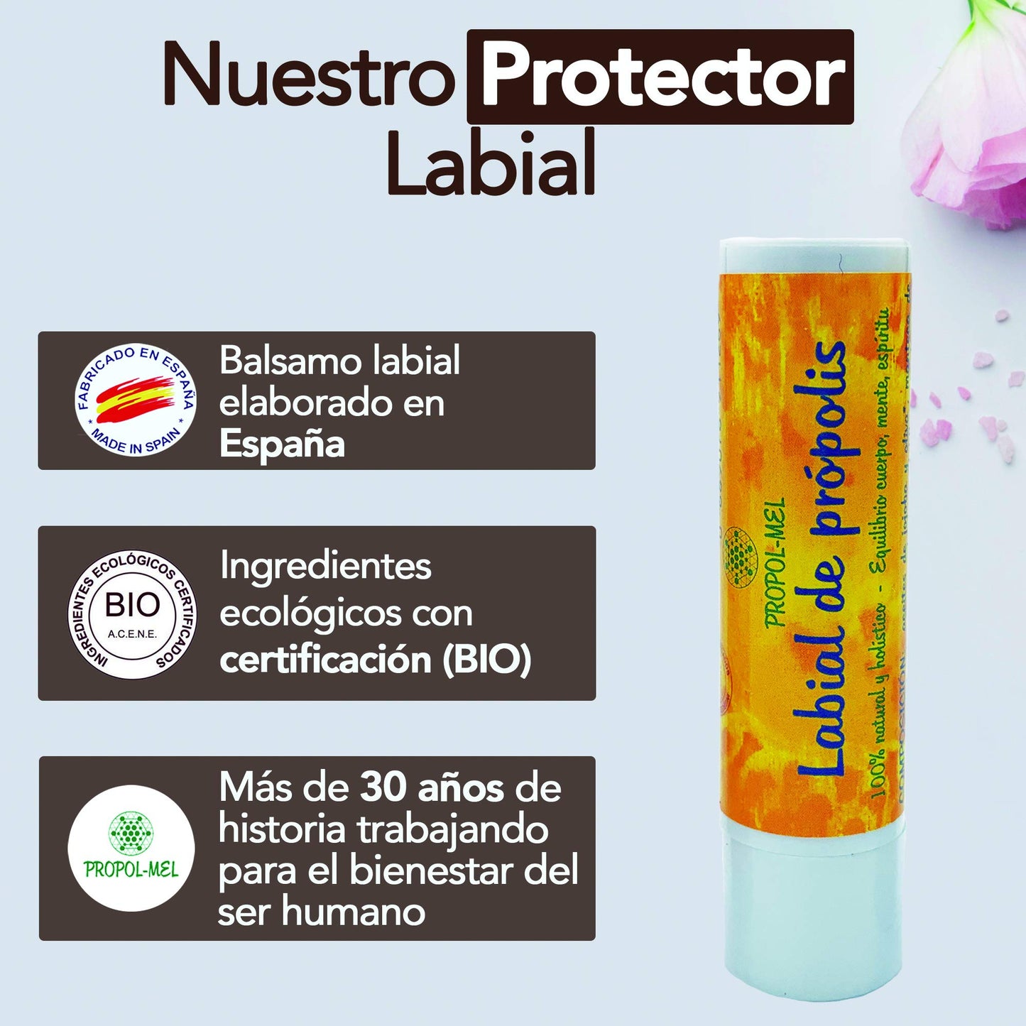 Propol-mel Pack x 3 Organic lip balm 5 g each. Lip repair that nourishes and regenerates. Moisturizing lips that prevents cracks and photoaging.