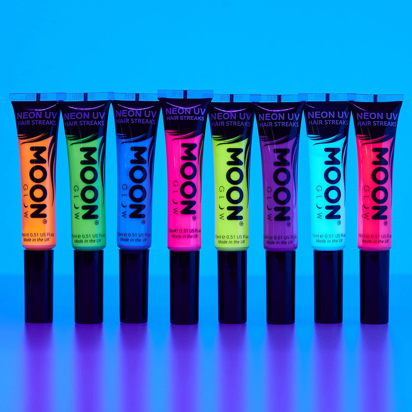 Moon Glow Neon UV Hair Colour Streaks | White | Hair Mascara - Temporary Wash out Hair Dye | Bright Neon Colour, Glows under UV Lighting