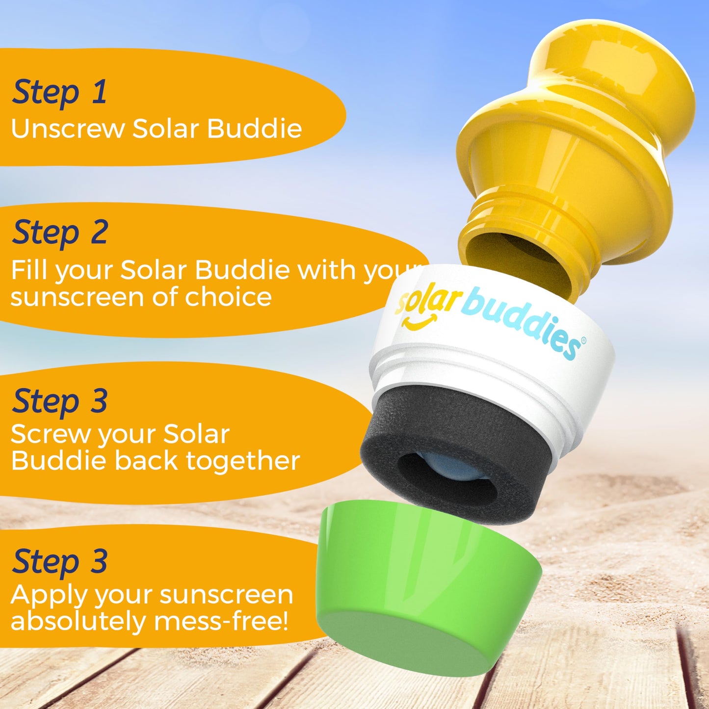 Solar Buddies Sunscreen Applicator - Blue & Green Duo - BPA-Free Refillable Roll on Sponge Sunscreen,Suncream & Lotion Applicator For Kids,Adults & Families-Holds 3.4fl oz, Perfect Size for Travel