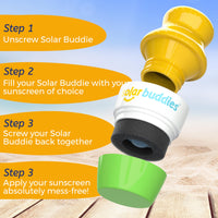 Solar Buddies Sunscreen Applicator - Blue & Green Duo - BPA-Free Refillable Roll on Sponge Sunscreen,Suncream & Lotion Applicator For Kids,Adults & Families-Holds 3.4fl oz, Perfect Size for Travel