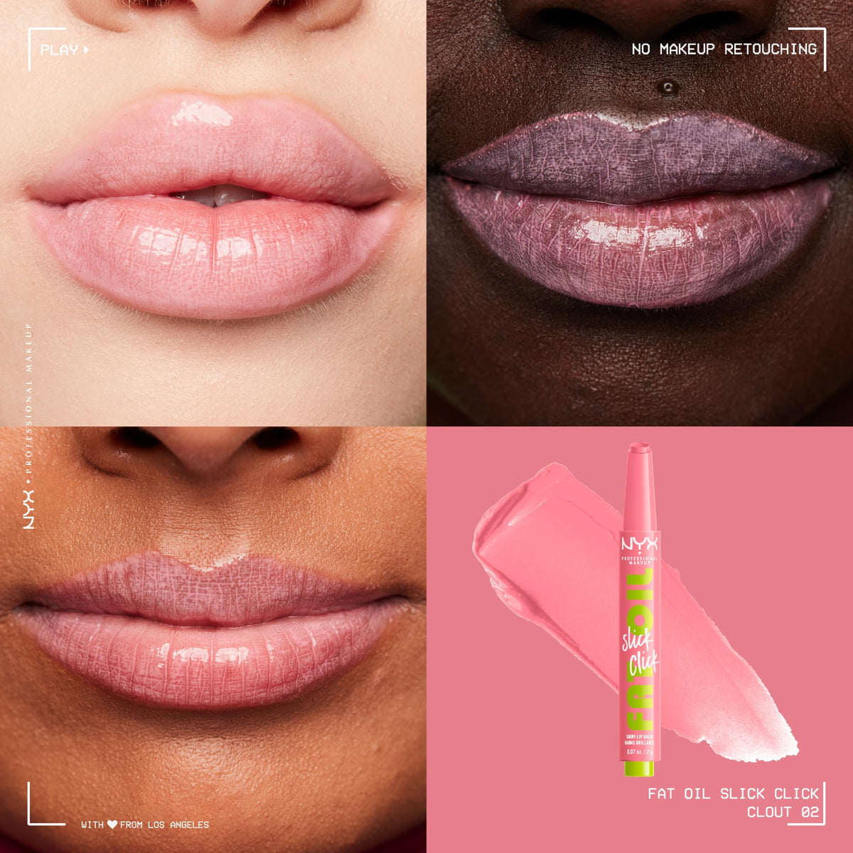 NYX PROFESSIONAL MAKEUP NYX Professional Makeup Lip Balm, A Hint of Colour, Infused with Oils for Long Lasting Hydration, Lightweight & Vegan Formula, Fat Oil Slick Click, Clout