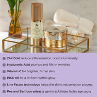 24K Gold by Prai Wrinkle Repair Day Serum 30ml, Deep Hydrating Express Facelift Serum for Smooth Younger Looking Skin